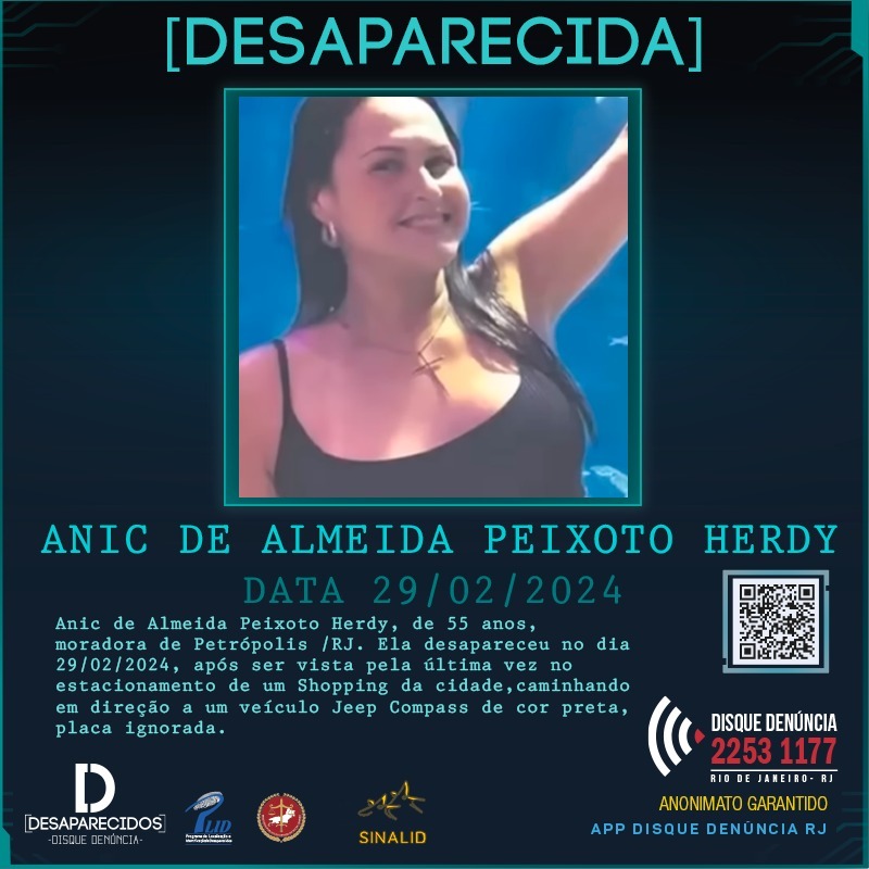 Disque Denúncia pede informações sobre paradeiro de Anic Herdy